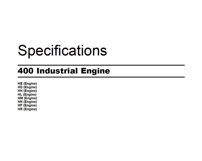 Perkins Specifications 400 Industrial Engine - Workshop Manual - Service Manual - Parts Manual - Owners manual