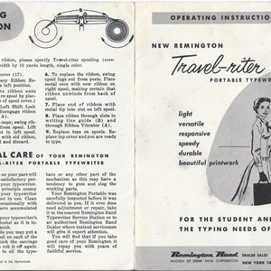 New Remington Travel-Riter Typewriter Instruction Manual - User Manual - Complete User Guide