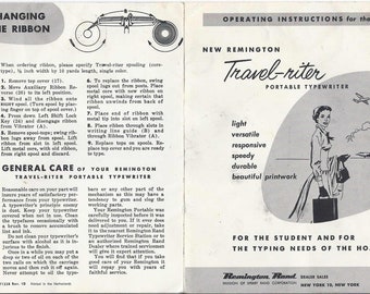New Remington Travel-Riter Typewriter Instruction Manual - User Manual - Complete User Guide