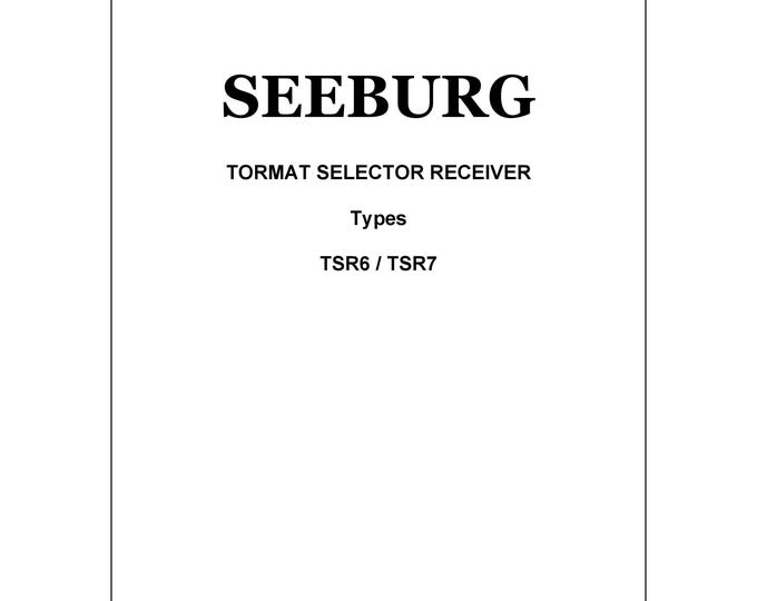 Seeburg TSR6-TSR7 - Operating Instructions- Service Manual - Instruction Manual -  Wiring Diagram - Schematic - Operation Manual