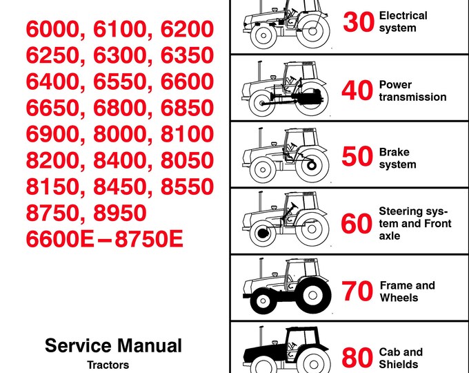 Valtra 6000-6100-6200-6250-6350-6400-6550-6600-6650-6800-6850-6900-8000-8100-8050-8150-8450-8550-8750-8950-6600E-8750E - Service Manual