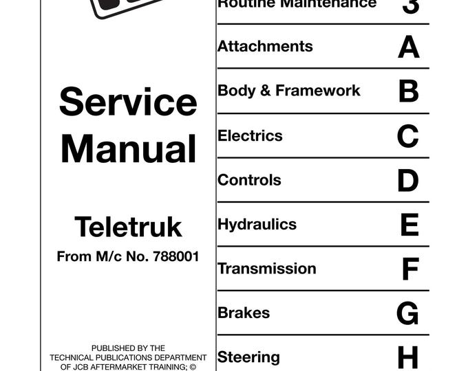 JCB Teletruk 9803-3400 - Workshop Manual - Service Manual - Parts Manual - Owners Manual (PDF Download)