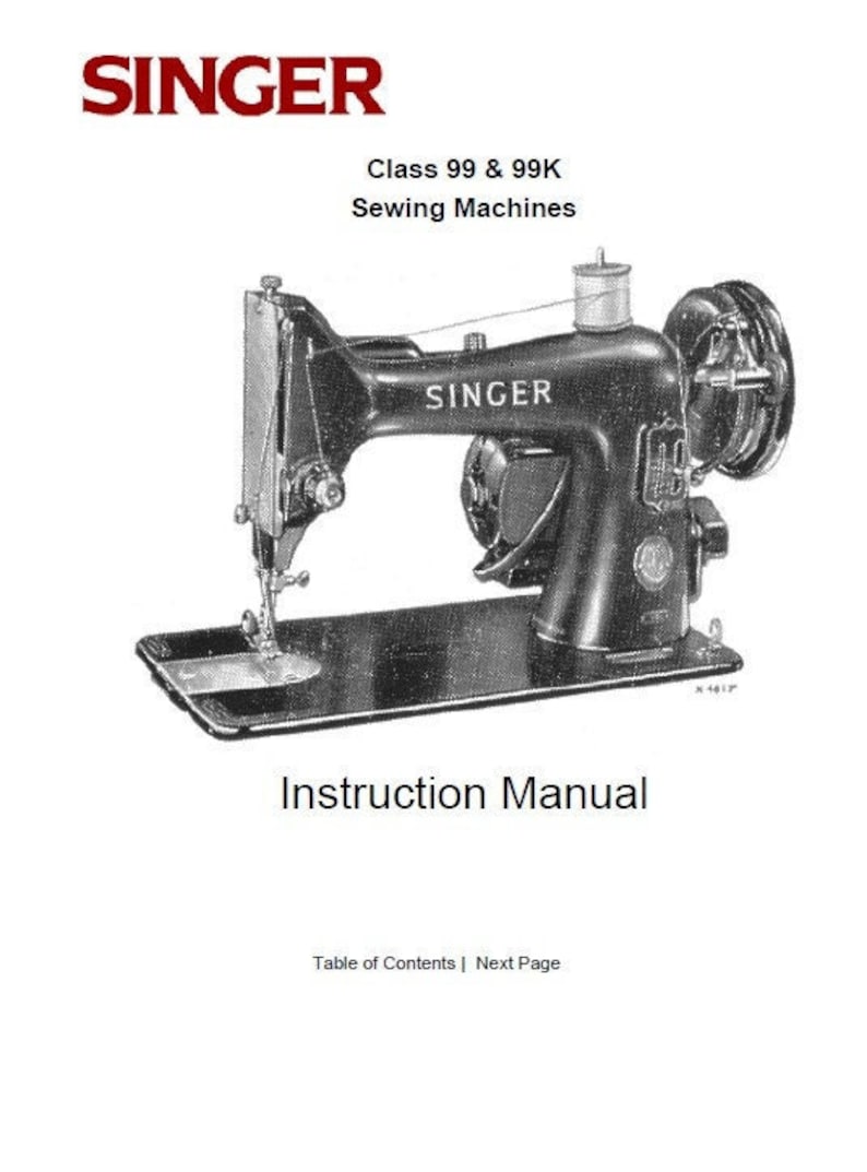 Singer 99 & 99K Sewing Machine Instruction Manual (PDF) - Etsy
