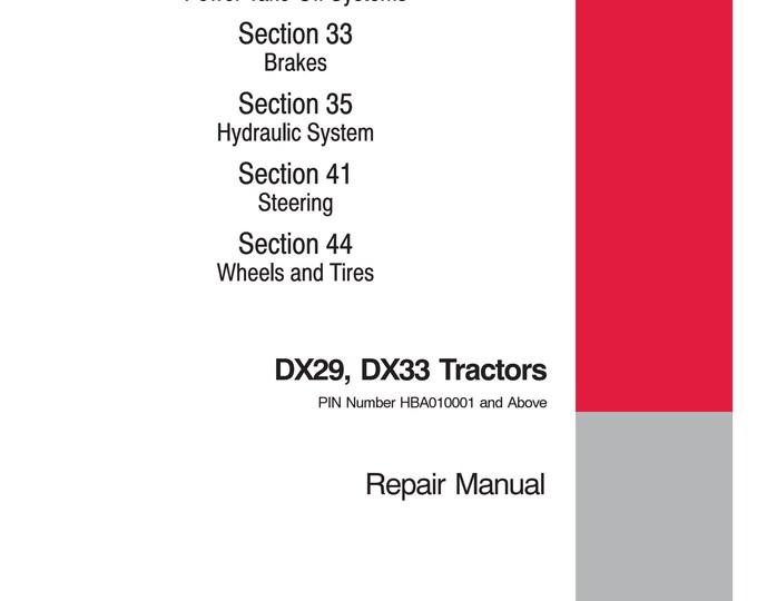 Case DX29, DX33- Repair Manual - Service Manual (Pdf Download)