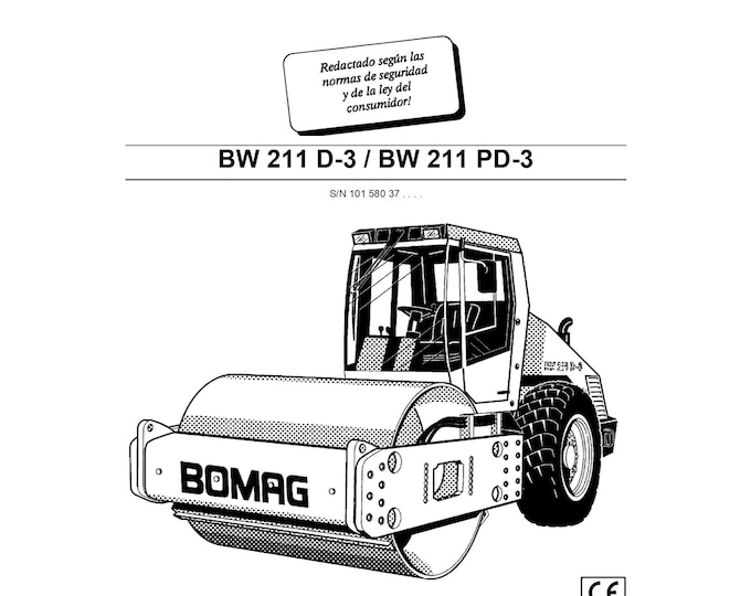 Bomag Roller BW 211 PD-3 Service and Maintenance Instruction 00813923 - ES (Pdf Download)