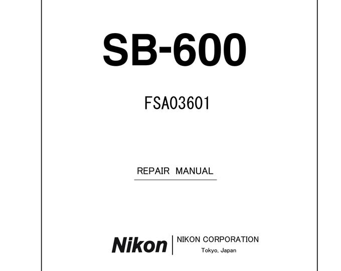 Nikon SB-600 - Service Manual - Workshop Manual -  PDF Download