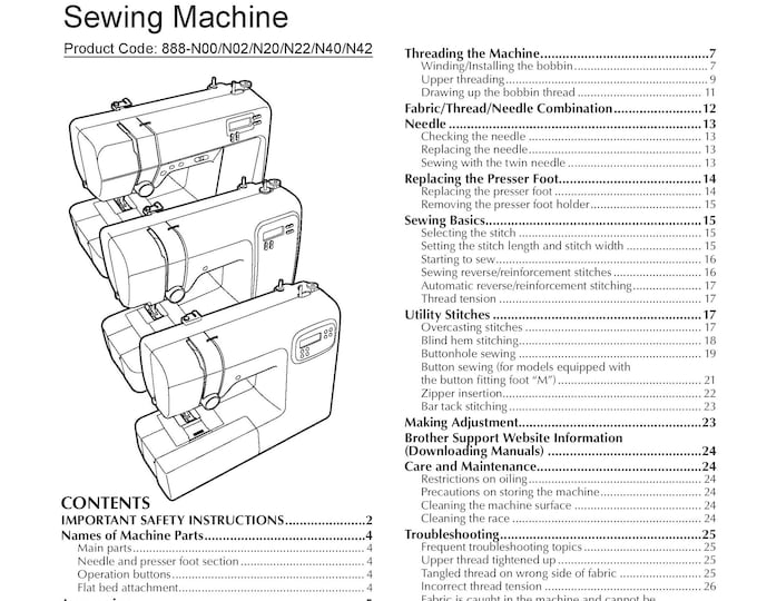 Brother cs7000x Sewing Machine Instruction Manual - User Manual - Complete User Guide