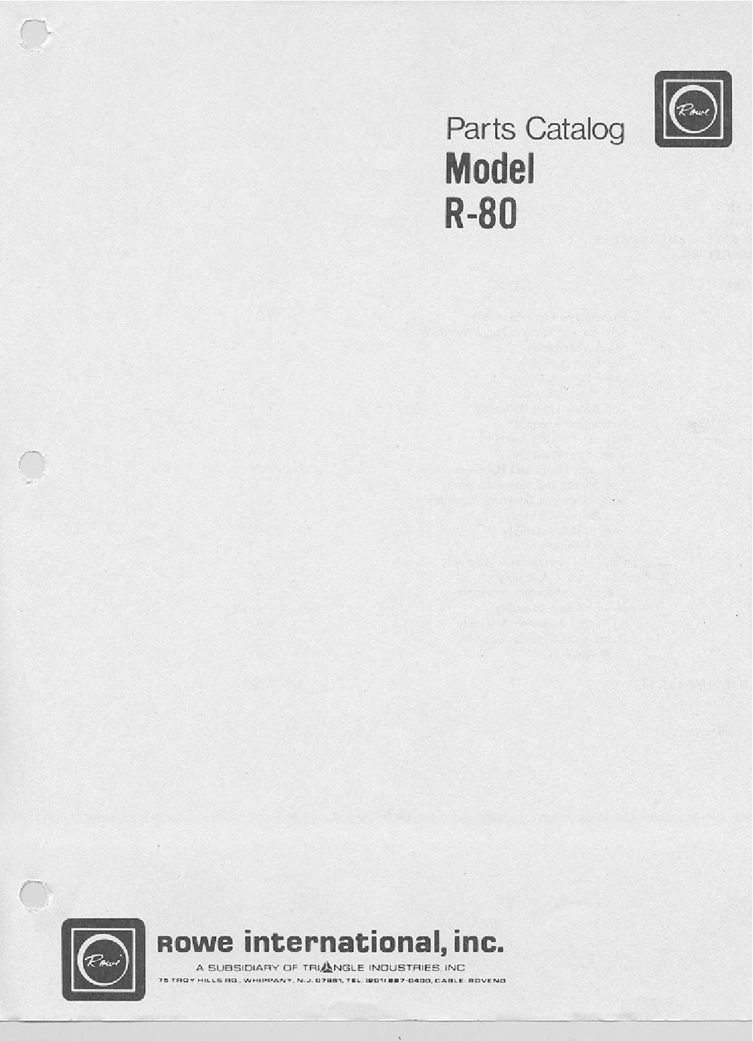 ROWE - R-80 - Schematic - Service Manual - User Manual - Parts List ...