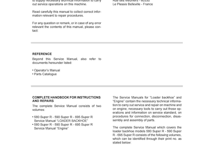 Case LOADER BACKHOE MODELS 580 Super R 590 Super R 695 Super R - Repair Manual - Service Manual (Pdf Download)
