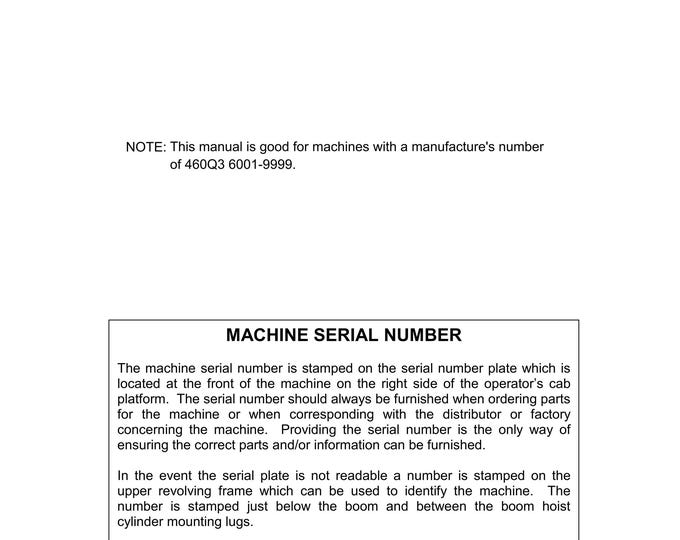 Linkbelt - Excavator 460 LX EX Tier 3  - Shop Manual - Workshop Manual - Service Manual - English