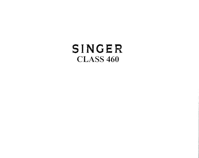 Singer-Class-460-Service-Manual Repair Manual - English