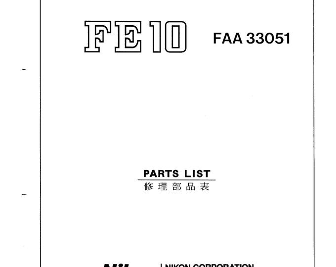 Nikon FE10 repair manual - Service Manual - Workshop Manual -  PDF Download