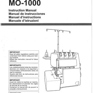 Juki MO1000 Sewing Machine Instruction Manual - English User Guide
