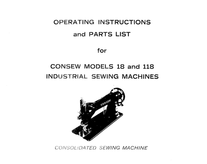 CONSEW 18-118 Sewing Machine Instruction Manual - User Manual - Complete User Guide - English