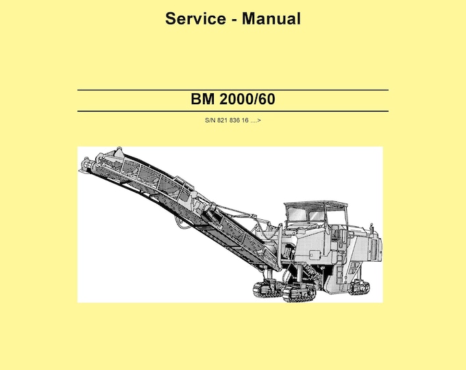 Bomag BM 2000-60 - Service Manual - Repair Manual - Workshop Manual - English