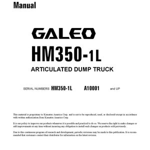 Komatsu HM350-1L GALEO Gelenkkipper Werkstatt-Handbuch - Werkstatt-Handbuch - Service-Handbuch - Englisch