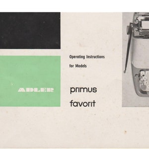 Adler-Primus-and-Favorit Typewriter Instruction Manual - User Manual - Complete User Guide