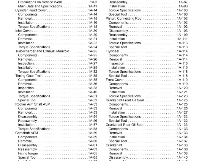 Linkbelt 4HK1 & 6HK1 Tier III Isuzu Engine Mechanical Workshop Manual  (PDF Download)