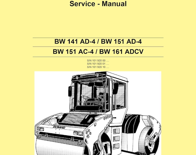 Bomag Roller BW 141 AD-4 Service Manual 2008 00891092 - English  (Pdf Download)