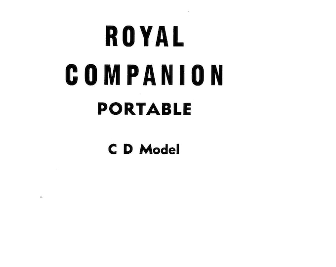 Royal Companion C D  Typewriter Instruction Manual - User Manual - Complete User Guide