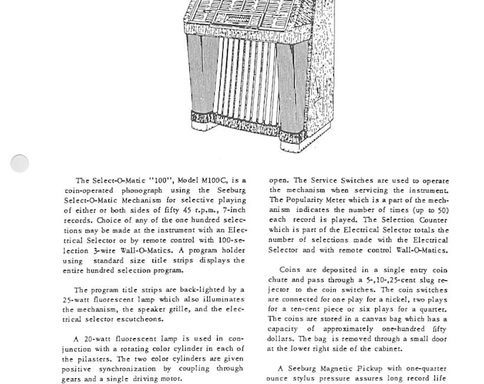 Seeburg M100C Jukebox Service Manual: Wiring Diagram & Parts List