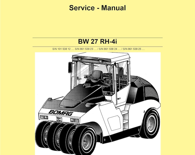 Bomag Rubber Tire Roller BW 27 RH-4i Service Manual 00892289 2014 -  English (Pdf Download)
