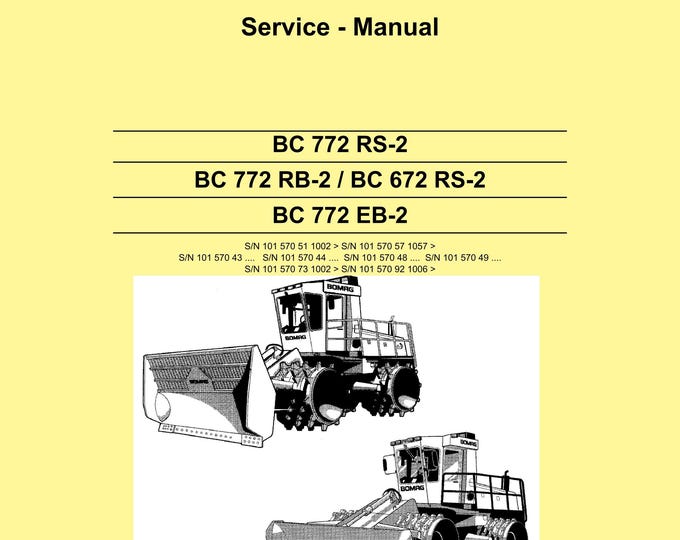 Bomag BC 772 Rb-2 / BC 672 Rs-2 / BC 772 Eb-2 / Bc 772 Rs-2 - Service Manual - Repair Manual - Workshop Manual - English