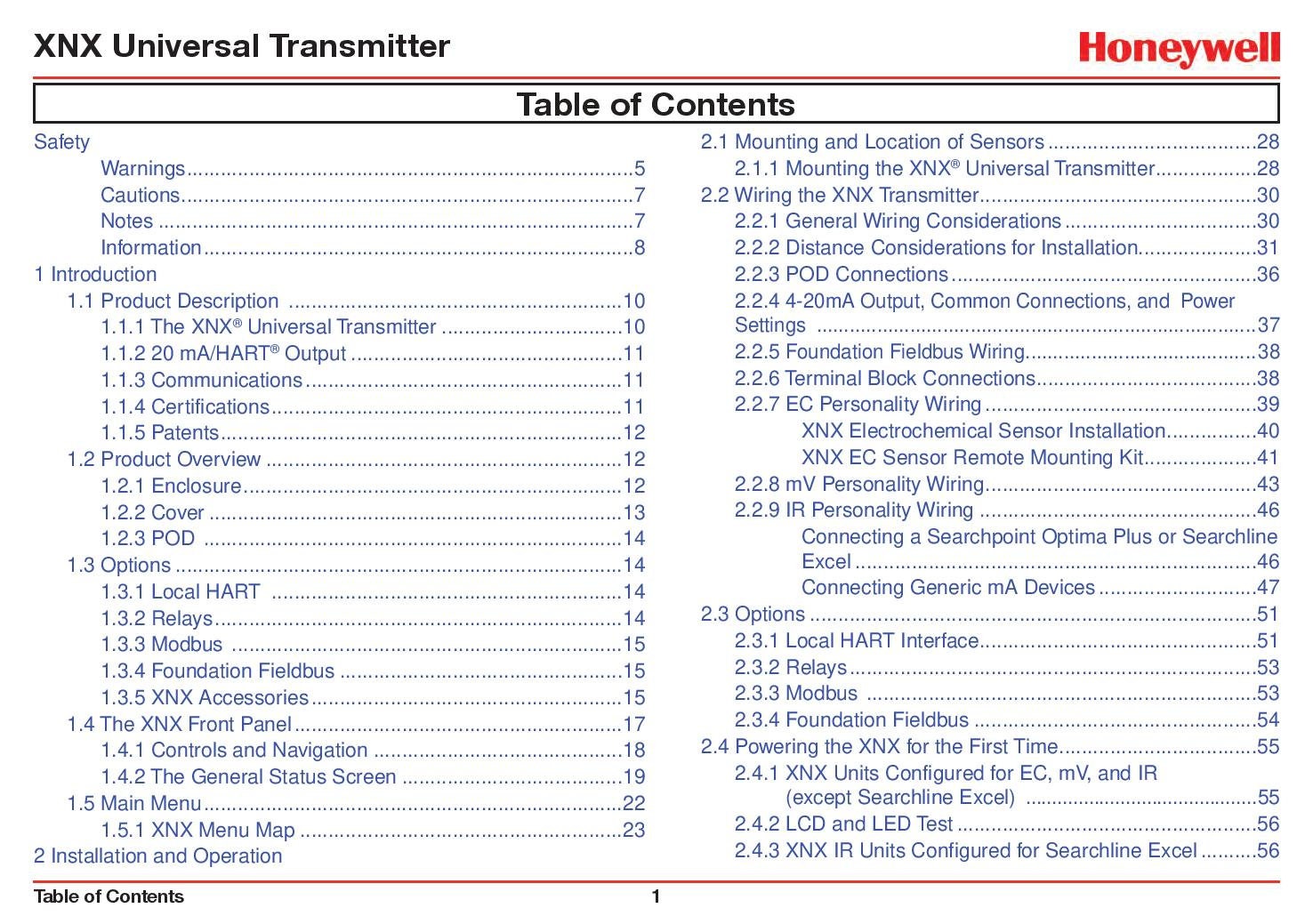 Honeywell XNX Universal Transmitter Technical Manual and Quick Start