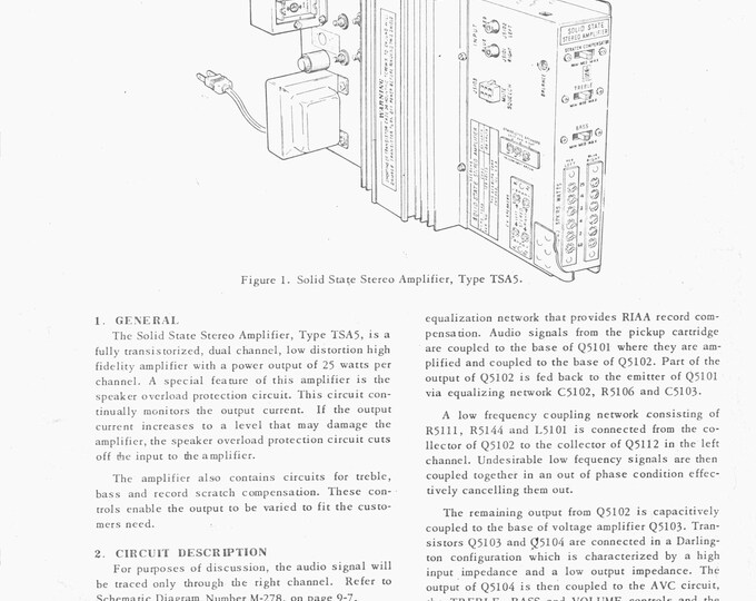 Seeburg TSA5  - Operating Instructions- Service Manual - Instruction Manual -  Wiring Diagram - Schematic - Operation Manual