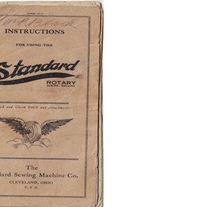 Standard Rotary Shuttle - manual-1917- Sewing- machine- Service Manual - Instruction Manual -  Wiring Diagram - Schematic - Operation Manual