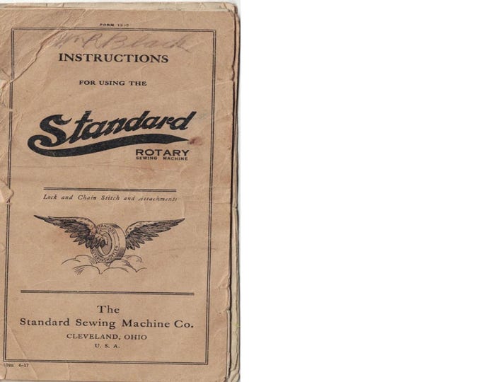 Standard Rotary Shuttle - manual-1917- Sewing- machine- Service Manual - Instruction Manual -  Wiring Diagram - Schematic - Operation Manual