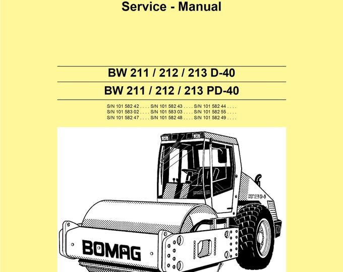 Bomag Single Drum Roller BW 213 D-40_PD-40 Service Manual 02.2007 00891163 (Pdf Download)