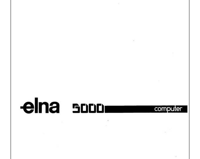 Elna 5000 Computer Sewing Machine Instruction Manual - User Manual - Complete User Guide