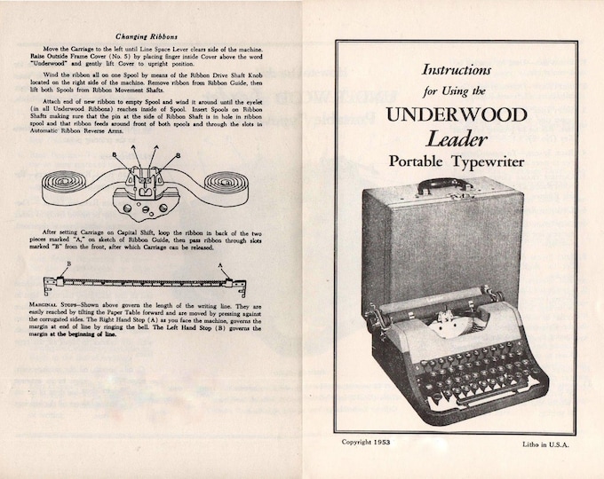 Underwood Leader Typewriter Instruction Manual - User Manual - Complete User Guide
