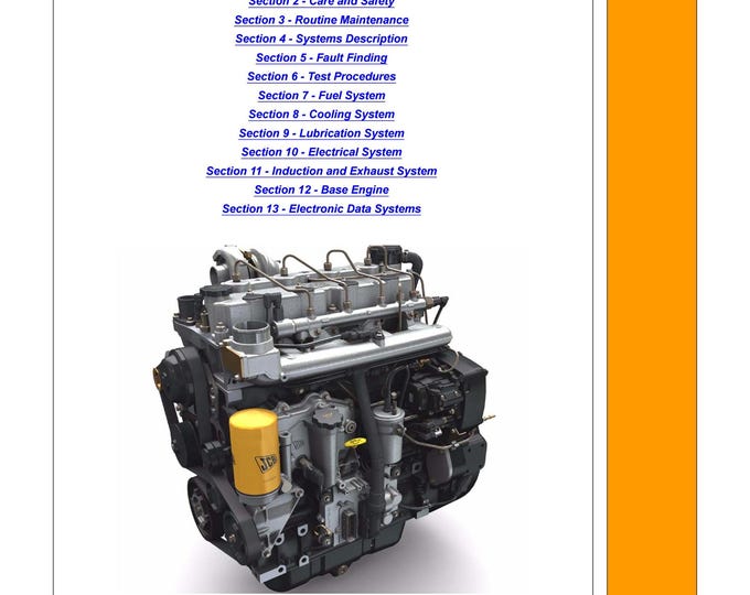 JCB Dieselmax Tier 3 SE Engine - Workshop Manual - Service Manual - Parts Manual - Owners Manual (pdf Download)