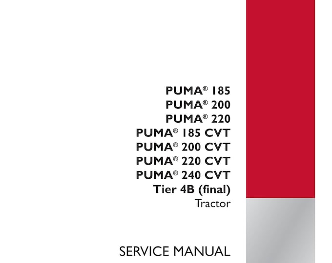 Case puma 185 puma 200 puma 220 puma 185 CVT puma 200 CVT puma 220 Cvt puma 240 Cvt Tier 4B Hydraulic systems -Repair Manual-(Pdf Download)