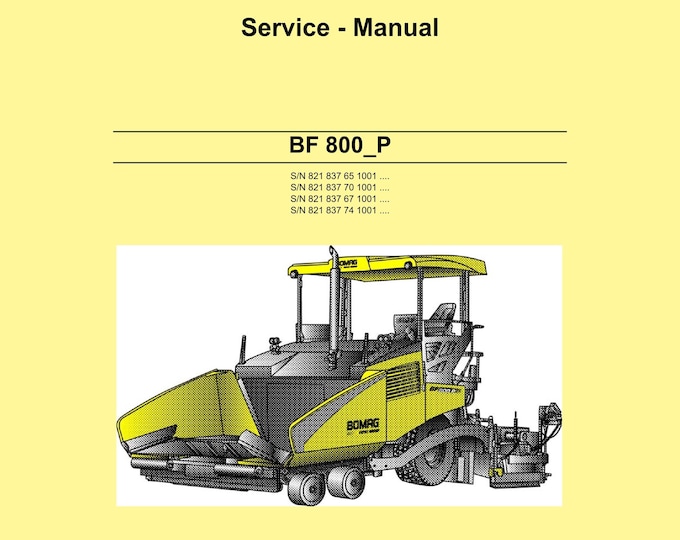 Bomag BF 800 P - Service Manual - Repair Manual - Workshop Manual - English