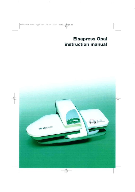 Elna Elnapress Opal Ironing Press Instruction Manual - Complete