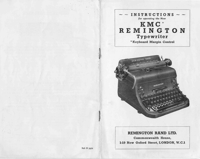 Remington KMC Typewriter Instruction Manual - User Manual - Complete User Guide