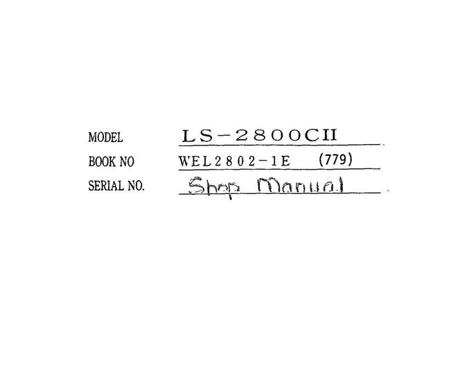 Linkbelt - Excavator LS-2800 CII EX - Shop Manual - Workshop Manual - Service Manual - English