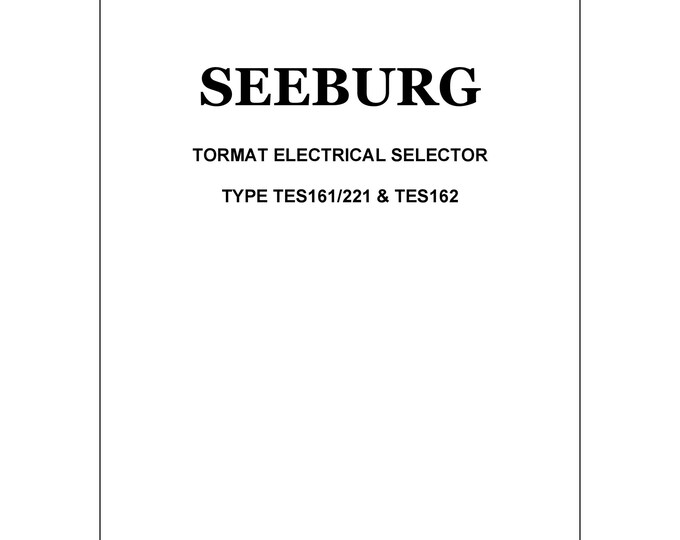 Seeburg TES161 221 162  - Operating Instructions- Service Manual - Instruction Manual -  Wiring Diagram - Schematic - Operation Manual