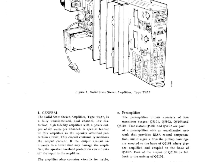Seeburg TSA7  - Operating Instructions- Service Manual - Instruction Manual -  Wiring Diagram - Schematic - Operation Manual