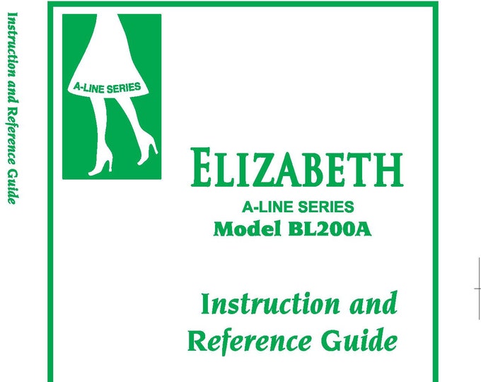 Baby Lock Elizabeth BL200A Sewing Machine Instruction Manual - User Manual - Complete User Guide - English