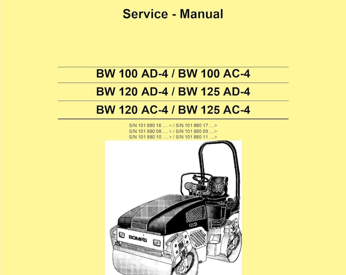 Bomag Tandem Vibratory Roller BW125 AC-4 Service Manual 07.2010 00891524 -  English (Pdf Download)