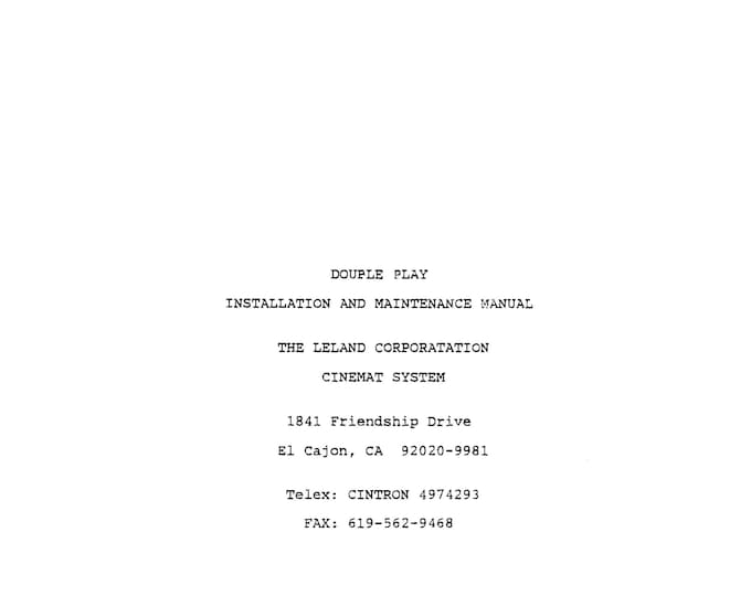 LELAND CORP - DOUBLE Play - Service Manual - Parts Manual - Owner manual -  Pdf Download