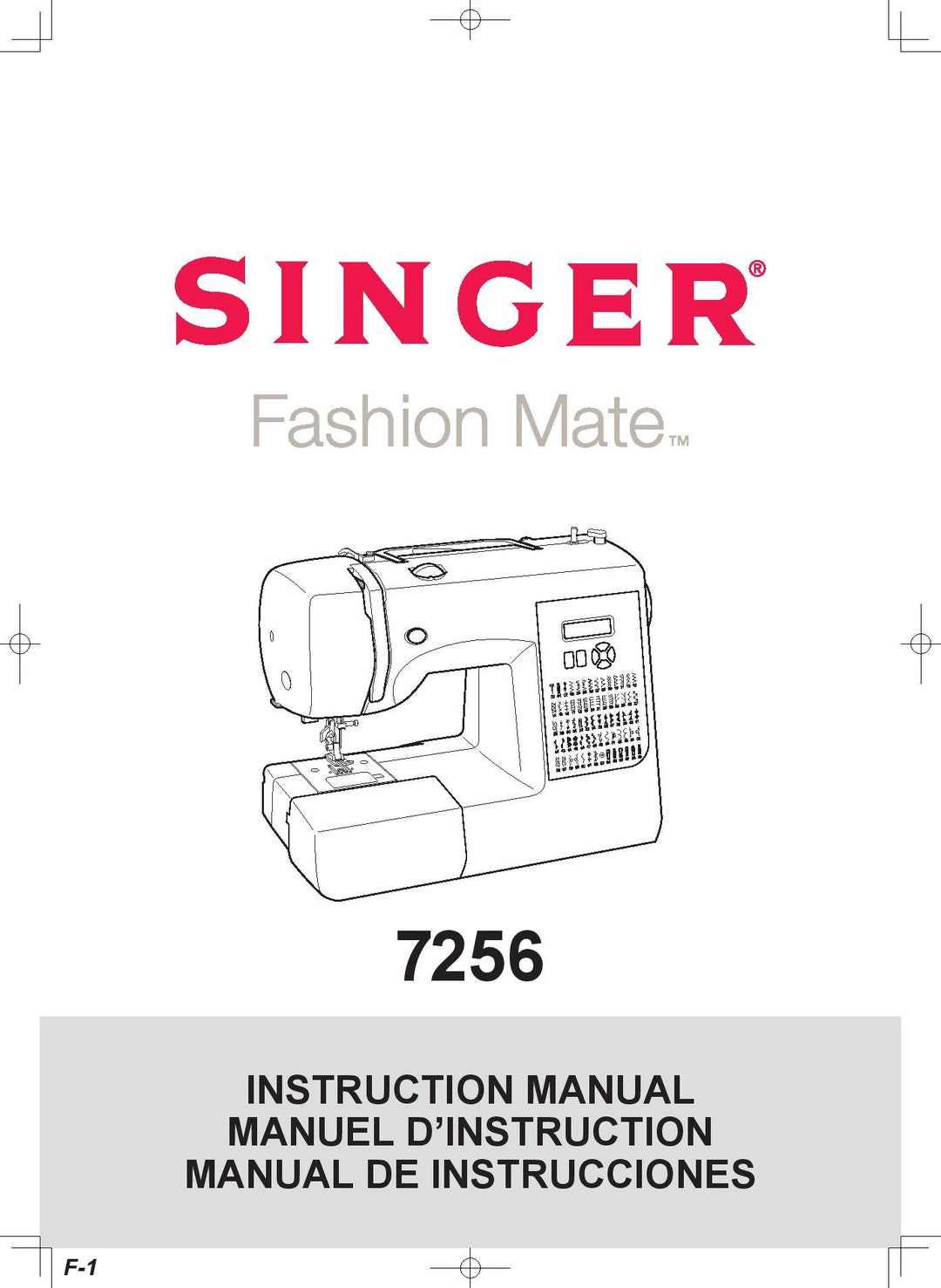 Singer 7256 Fashion Mate Sewing Machine Instruction Manual User Manual