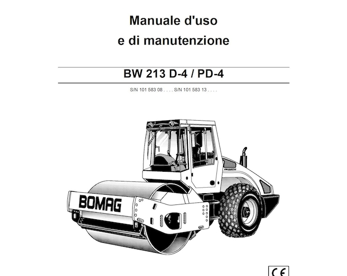 Bomag BW 213 D-4, PD-4 User Manual 08-2008 00804365 - Italian  (Pdf Download)
