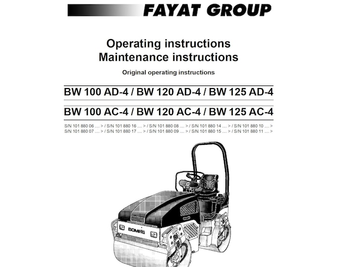 Bomag Tandem Vibratory Roller BW 125 AD-4 Operating & Maintenance Instructions 01-2012 00805301