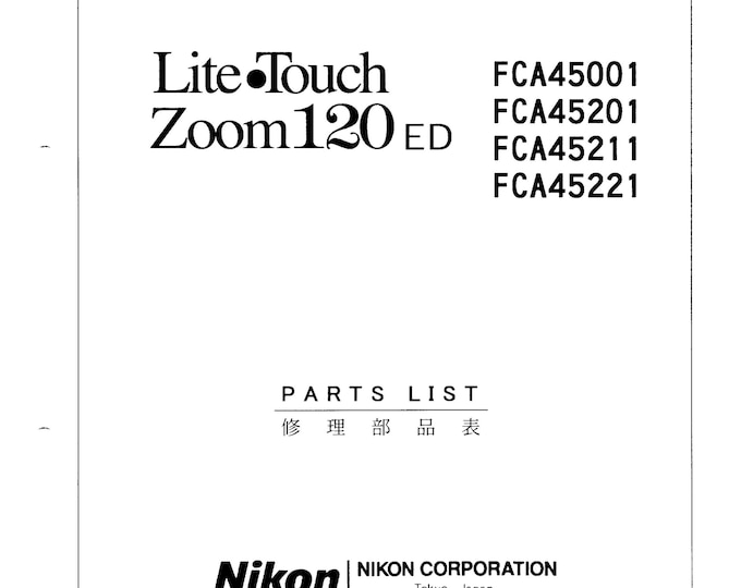 Nikon Lite Touch Zoom 120 Part List - Service Manual - Workshop Manual -  PDF Download