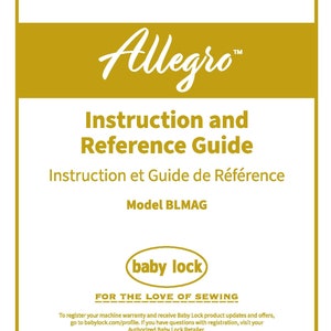 Baby Lock Allegro BLMAG Sewing Machine Instruction Manual